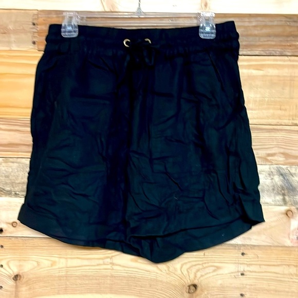 Zenana size XL black elastic high rise waist 5” linen shorts with pockets - Picture 1 of 10
